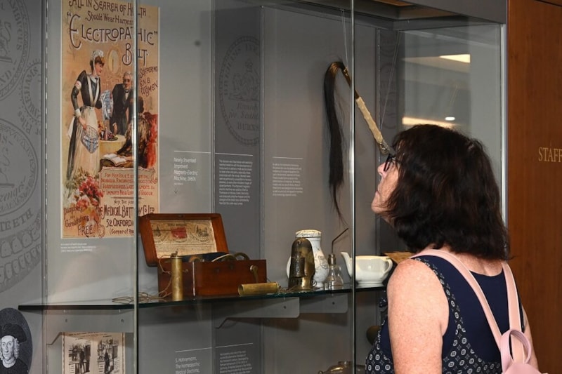 Visitor enjoying new exhibition at RCPI